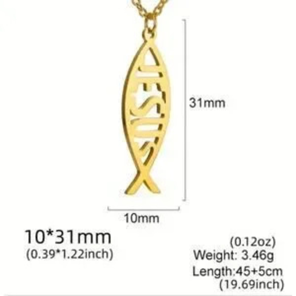 Jesus Fish Necklace Stainless Steel Christian Faith Quality Bible Jewelry - NEW!